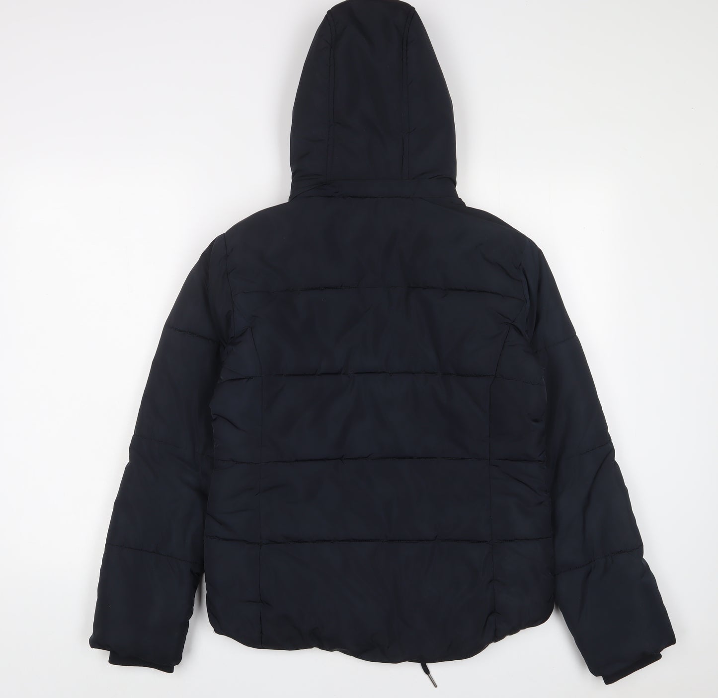 Topshop Womens Blue Quilted Coat Size 6 Zip - Zip Pockets