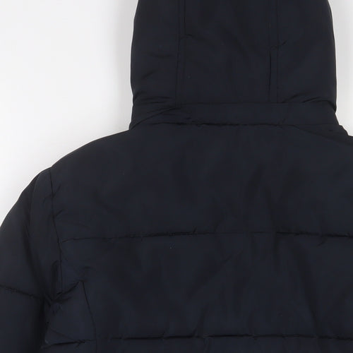 Topshop Womens Blue Quilted Coat Size 6 Zip - Zip Pockets
