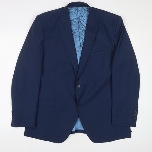 Saint Hilaire Mens Blue Polyester Jacket Suit Jacket Size 46 Regular