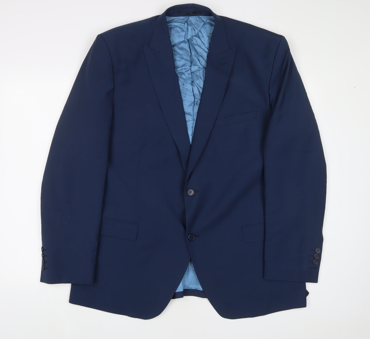 Saint Hilaire Mens Blue Polyester Jacket Suit Jacket Size 46 Regular