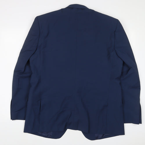 Saint Hilaire Mens Blue Polyester Jacket Suit Jacket Size 46 Regular