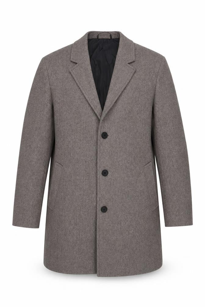 Front view of Marks & Spencer men’s grey jacket, size XL, button