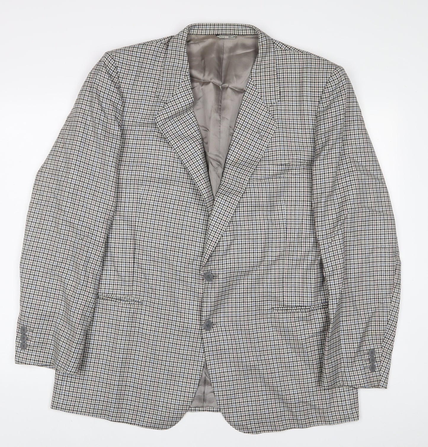 Sergio Valentino Mens Grey Plaid Wool Jacket Suit Jacket Size 44 Regular