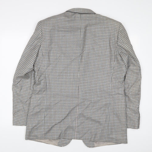 Sergio Valentino Mens Grey Plaid Wool Jacket Suit Jacket Size 44 Regular