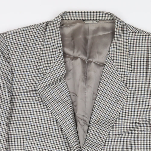 Sergio Valentino Mens Grey Plaid Wool Jacket Suit Jacket Size 44 Regular