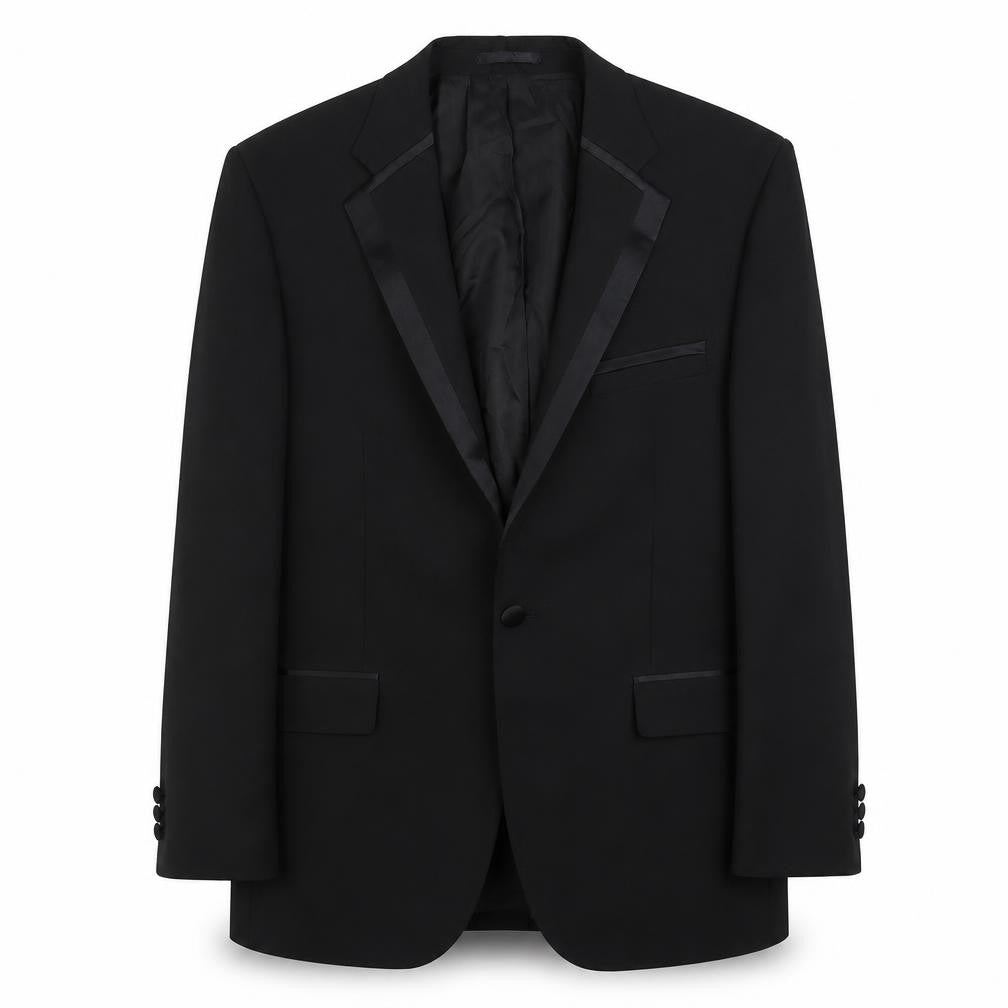 Front view of issimo men’s black wool jacket suit jacket, size 42, regular