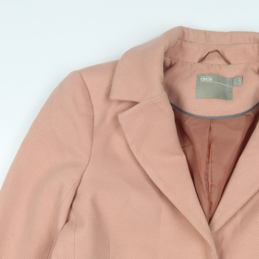 ASOS Womens Pink Overcoat Coat Size 10 Button