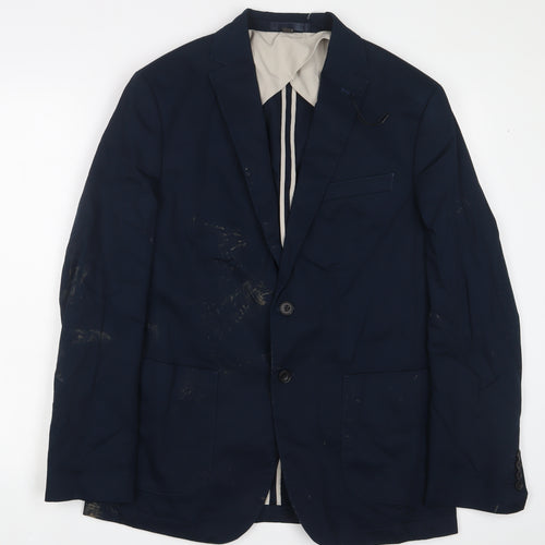 Marks and Spencer Mens Blue Cotton Jacket Suit Jacket Size 40 Regular