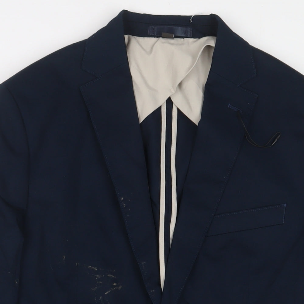 Marks and Spencer Mens Blue Cotton Jacket Suit Jacket Size 40 Regular