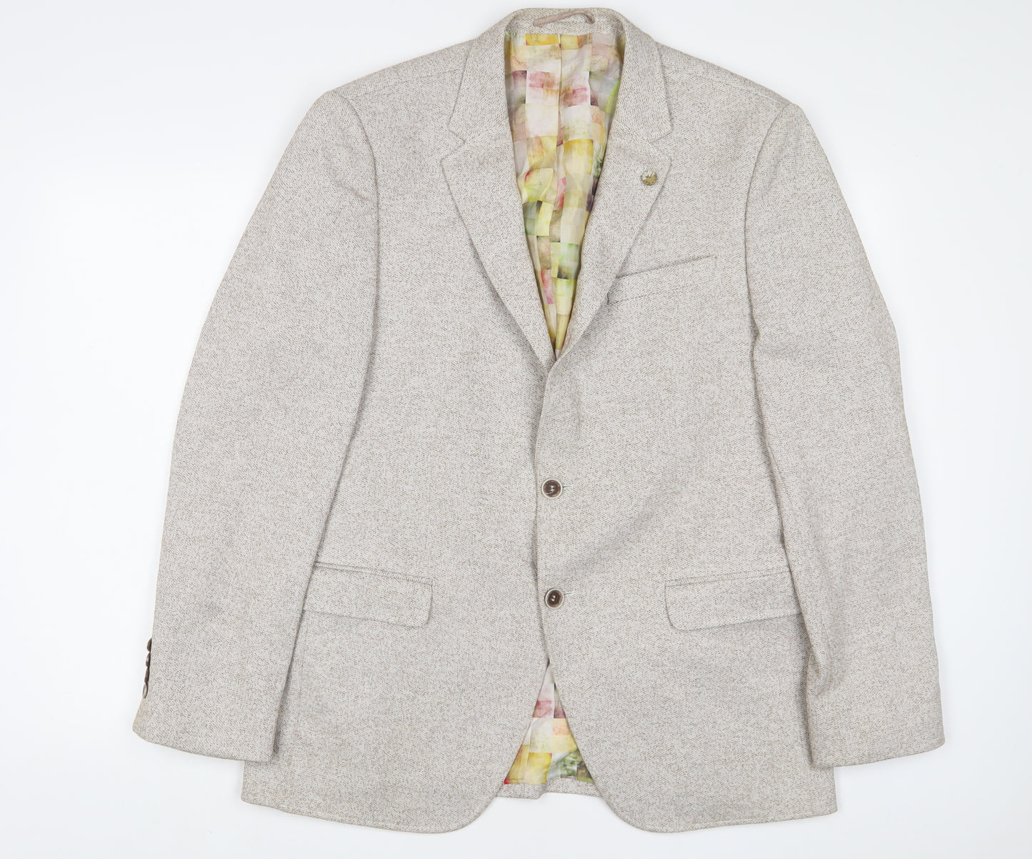 Vercini Mens Beige Polyester Jacket Suit Jacket Size 42 Regular