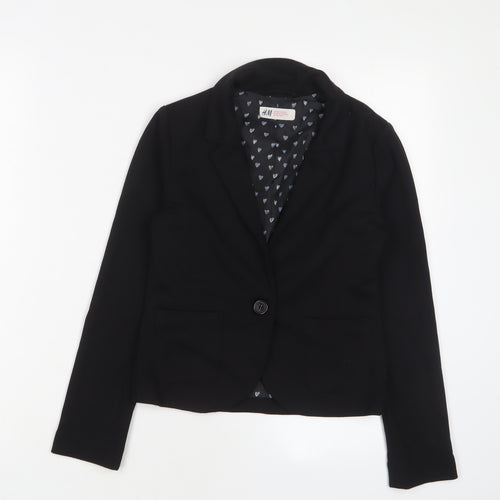 H&M Girls Black Jacket Blazer Size 10-11 Years Button