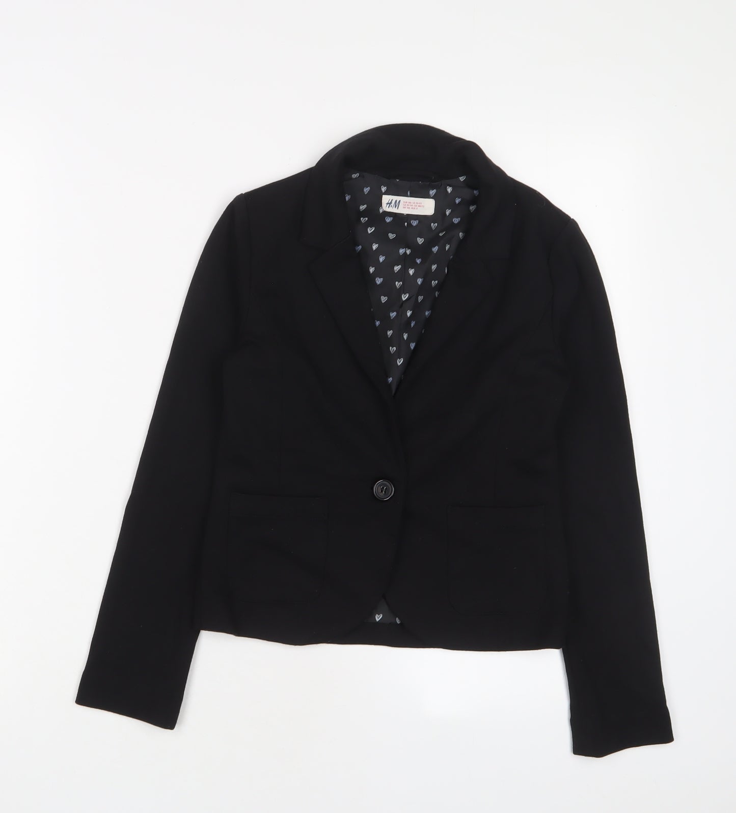 H&M Girls Black Jacket Blazer Size 10-11 Years Button