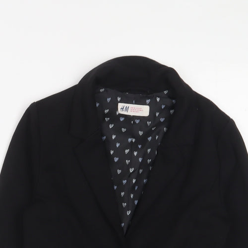 H&M Girls Black Jacket Blazer Size 10-11 Years Button