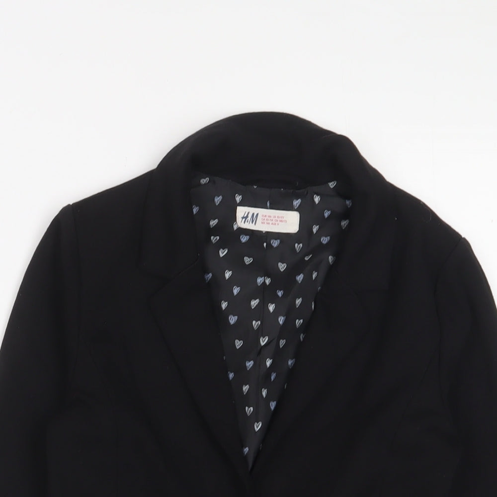 H&M Girls Black Jacket Blazer Size 10-11 Years Button