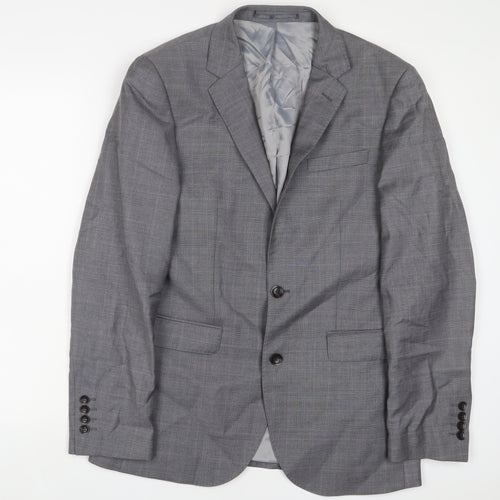 John Lewis Mens Grey Wool Jacket Suit Jacket Size 38 Regular