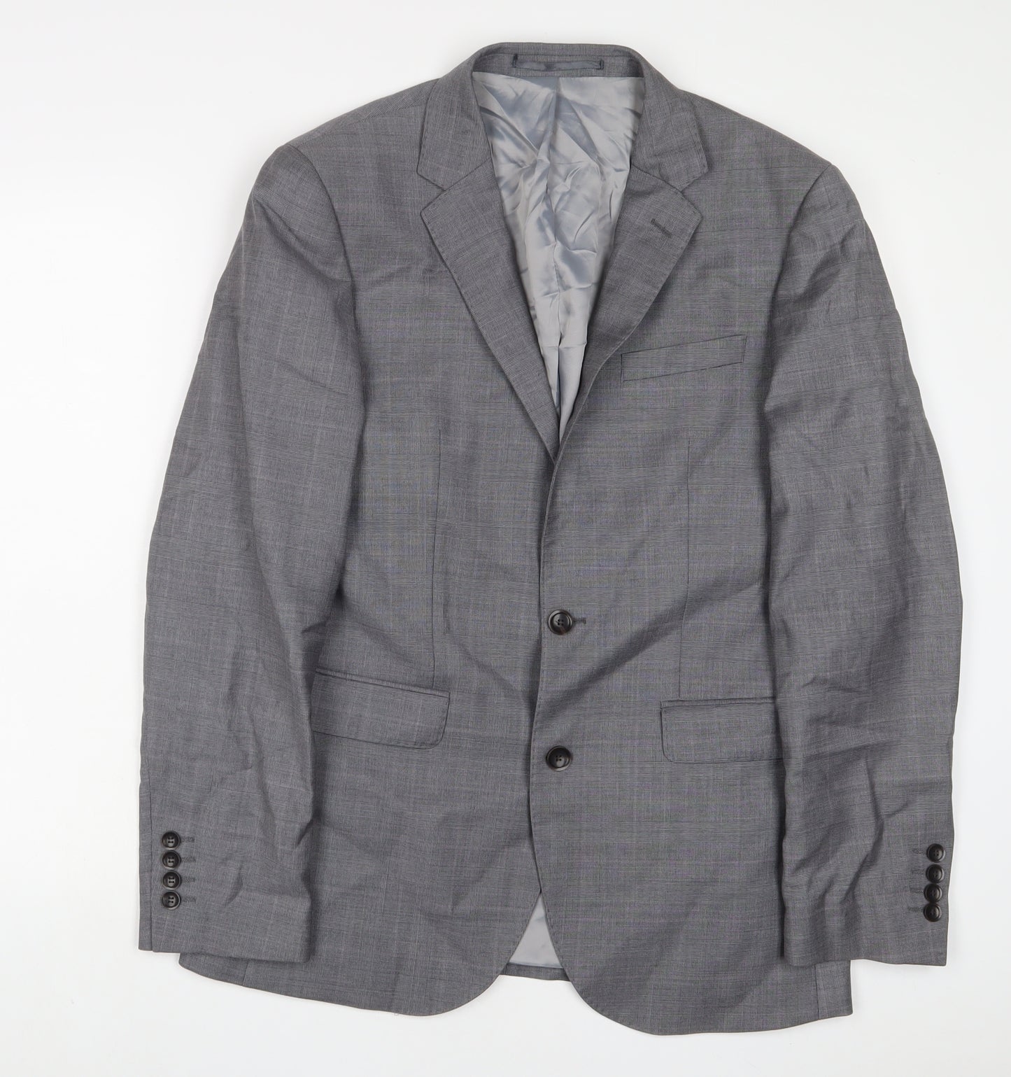 John Lewis Mens Grey Wool Jacket Suit Jacket Size 38 Regular