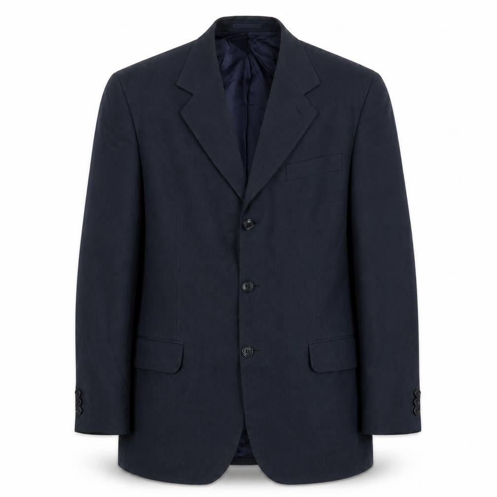 Front view of Next men’s blue polyester jacket suit jacket, size 40, regular
