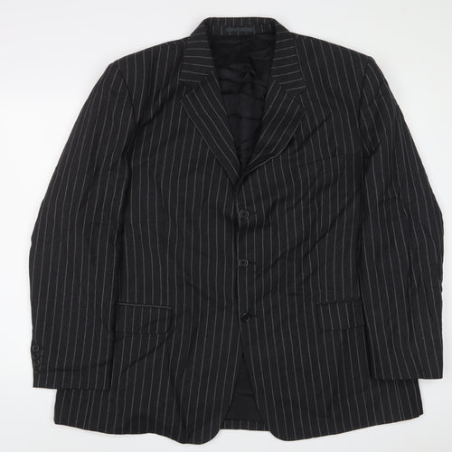 Torre Mens Grey Striped Wool Jacket Suit Jacket Size 46 Regular