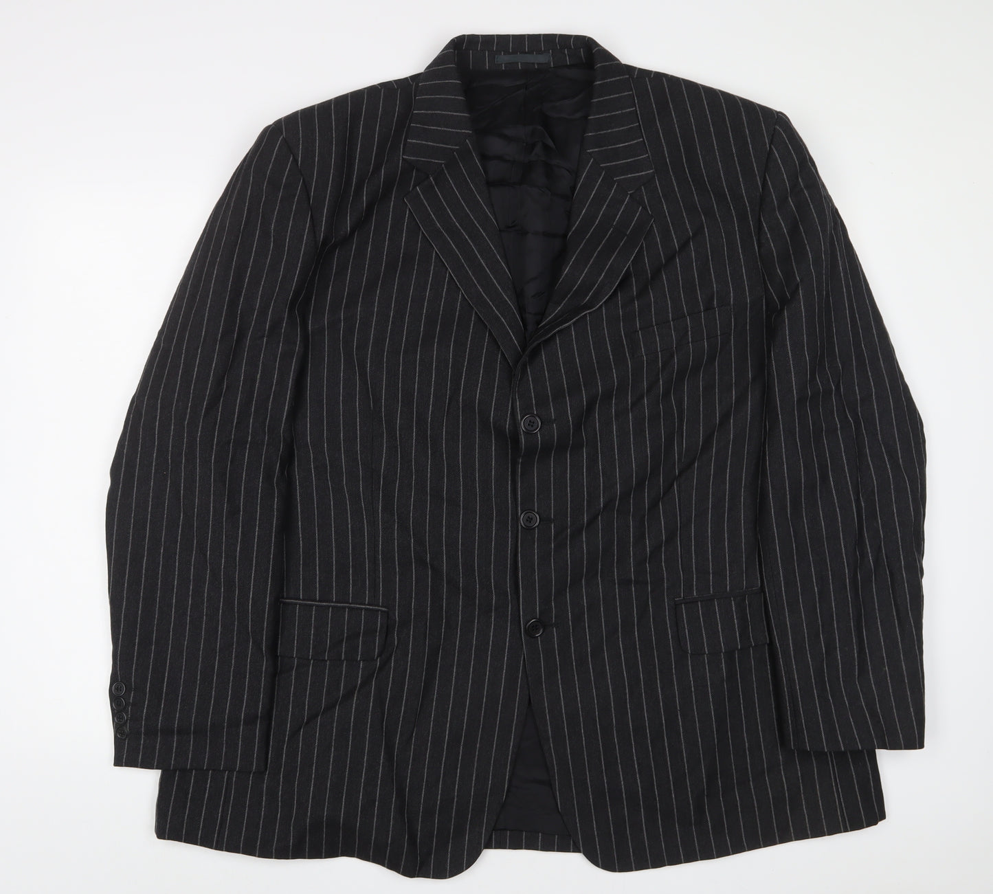 Torre Mens Grey Striped Wool Jacket Suit Jacket Size 46 Regular