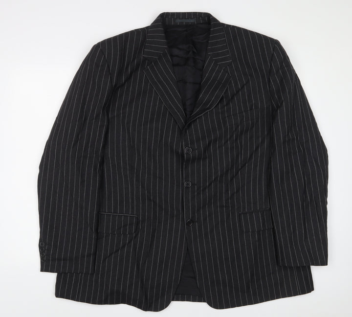 Torre Mens Grey Striped Wool Jacket Suit Jacket Size 46 Regular