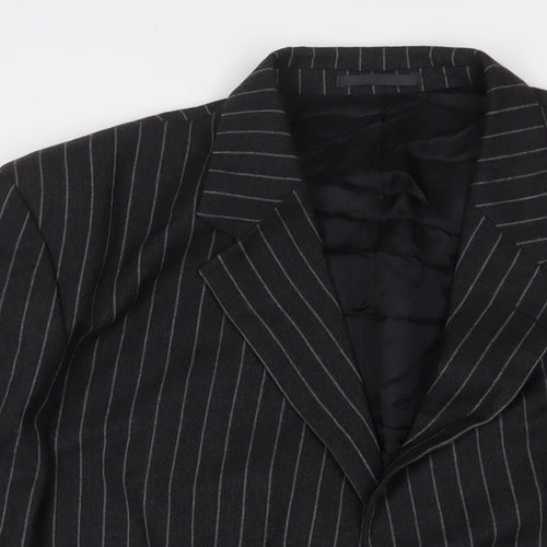 Torre Mens Grey Striped Wool Jacket Suit Jacket Size 46 Regular