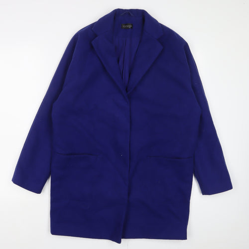 Topshop Womens Blue Overcoat Coat Size 10 Snap