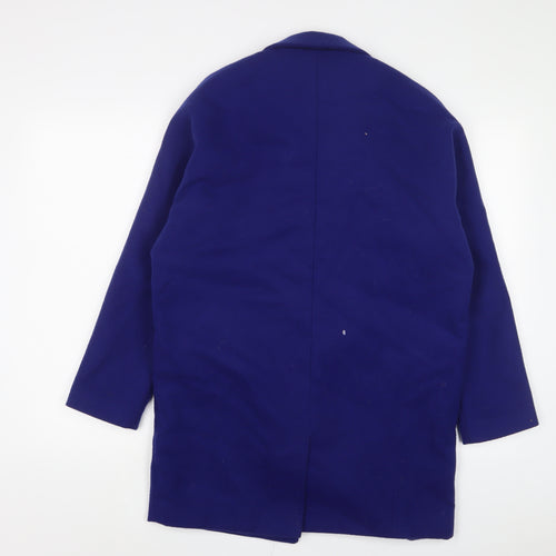 Topshop Womens Blue Overcoat Coat Size 10 Snap