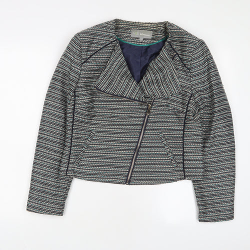 Marks and Spencer Womens Grey Geometric Jacket Size 14 Zip