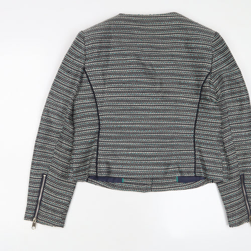 Marks and Spencer Womens Grey Geometric Jacket Size 14 Zip