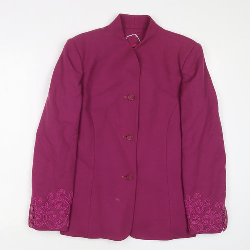 Hardy Amies Womens Purple Jacket Blazer Size 10 Button - Embroidered
