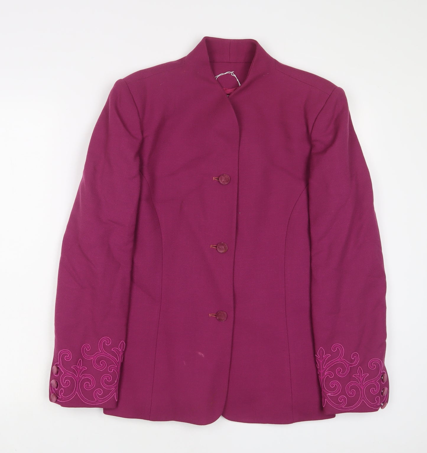 Hardy Amies Womens Purple Jacket Blazer Size 10 Button - Embroidered