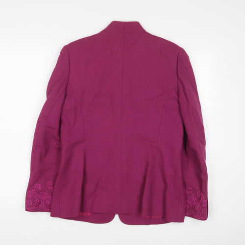 Hardy Amies Womens Purple Jacket Blazer Size 10 Button - Embroidered