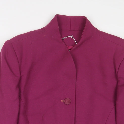 Hardy Amies Womens Purple Jacket Blazer Size 10 Button - Embroidered