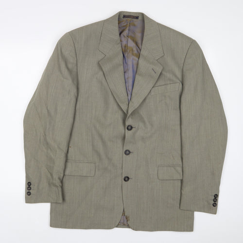 Culter & Co Mens Green Wool Jacket Suit Jacket Size 38 Regular