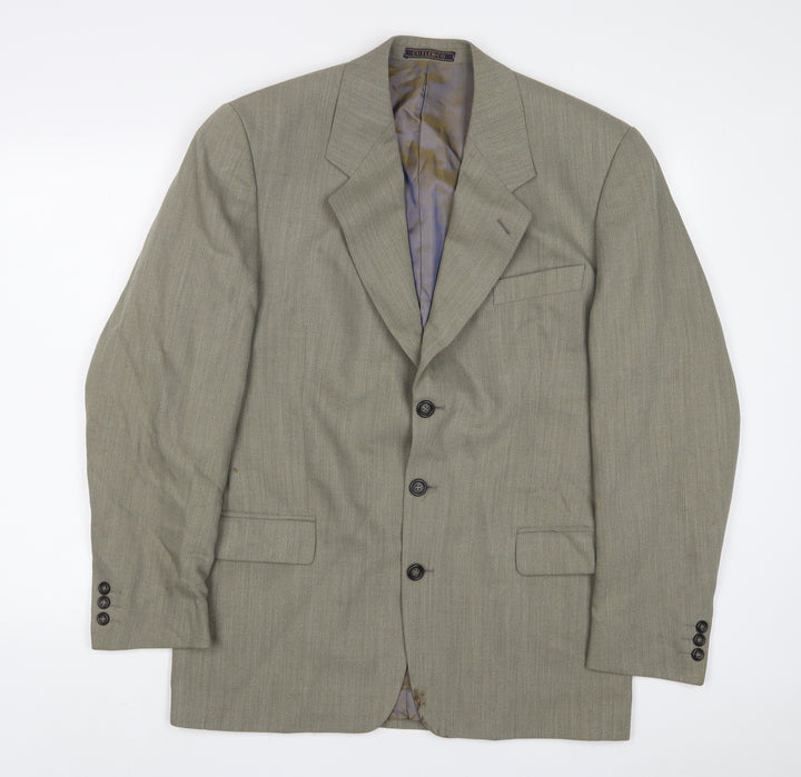 Culter & Co Mens Green Wool Jacket Suit Jacket Size 38 Regular
