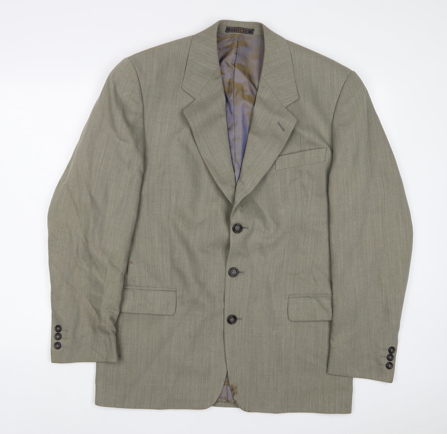 Culter & Co Mens Green Wool Jacket Suit Jacket Size 38 Regular