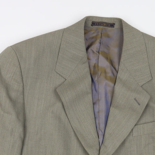 Culter & Co Mens Green Wool Jacket Suit Jacket Size 38 Regular