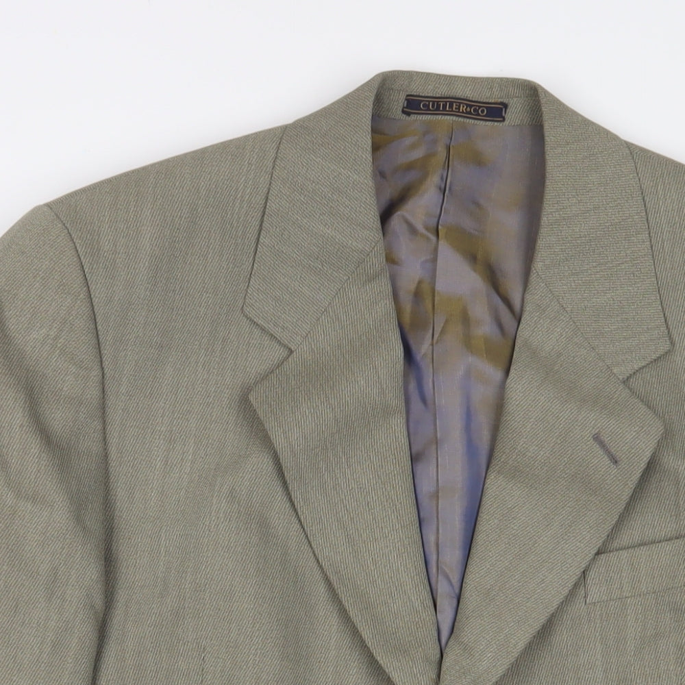 Culter & Co Mens Green Wool Jacket Suit Jacket Size 38 Regular