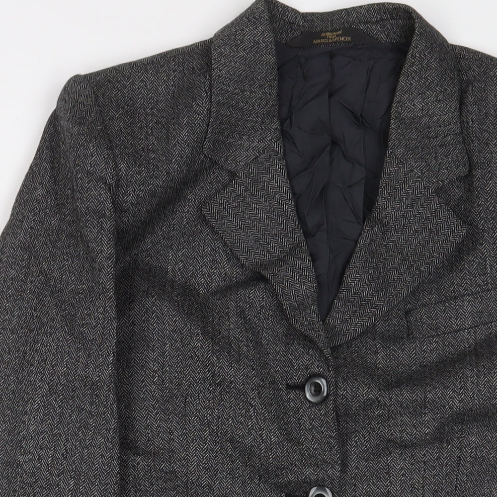 Marks and Spencer Womens Grey Jacket Blazer Size 14 Button