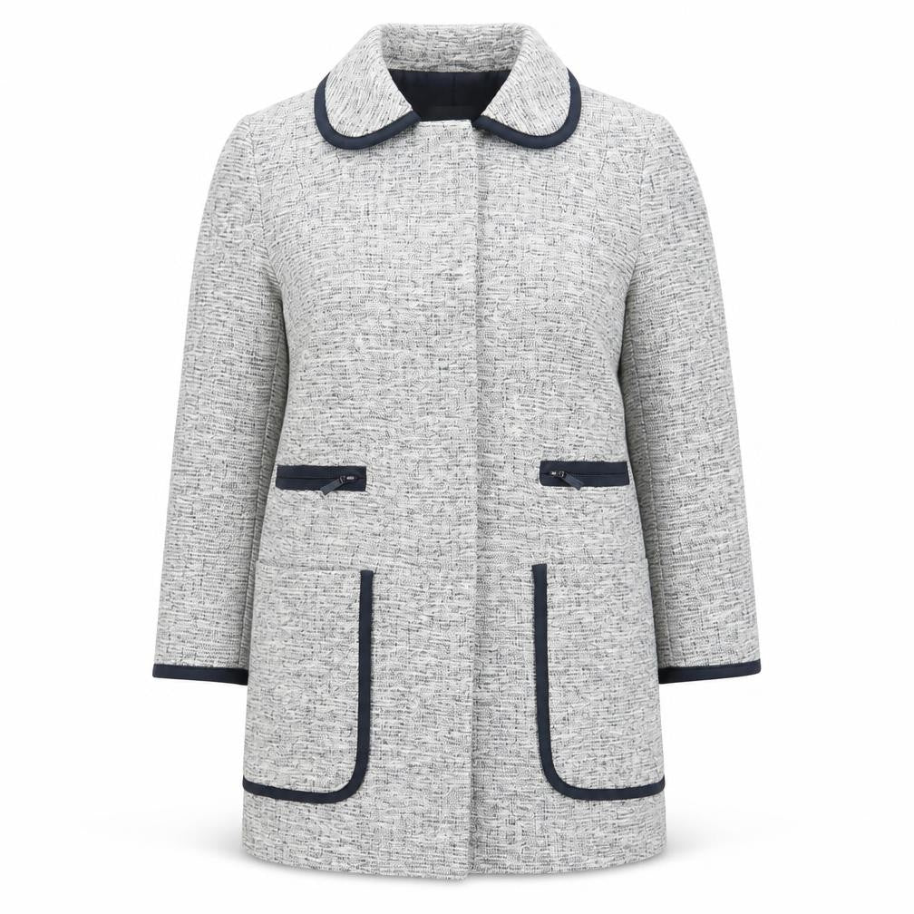 Front view of Next women’s grey jacket, size UK 8, button