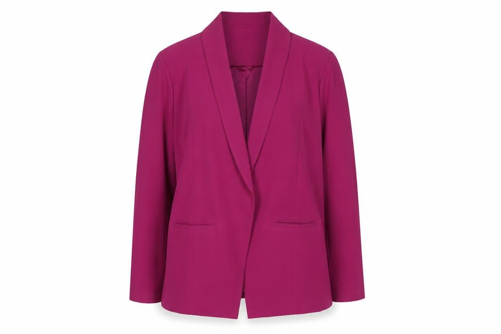 Front view of Torrid women’s purple jacket blazer, size M, - open