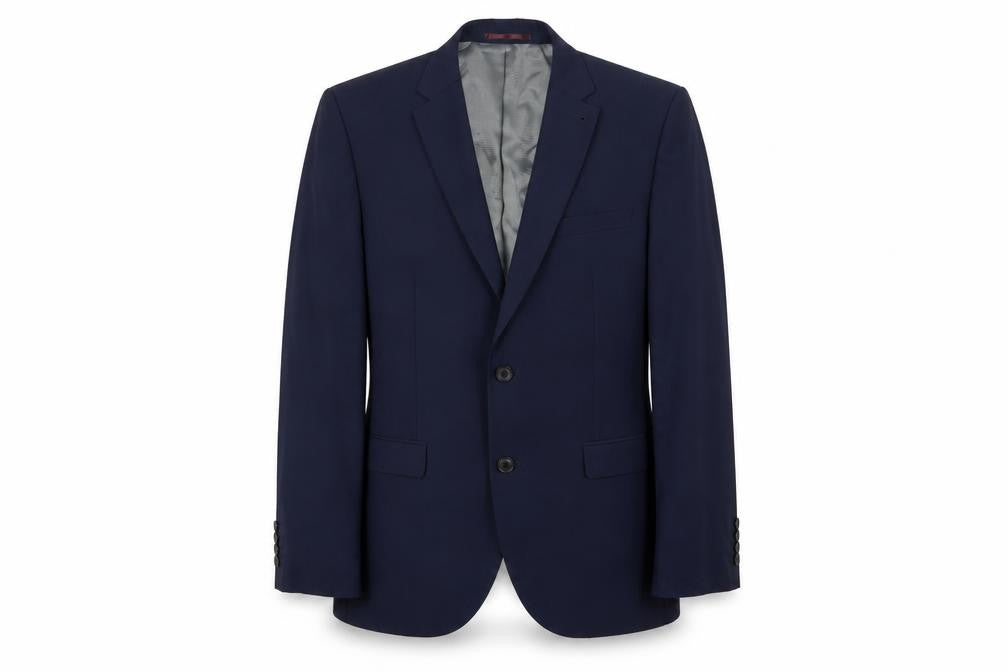 Front view of Next men’s blue wool jacket suit jacket, size 40, regular