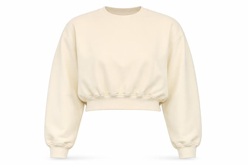 Front view of Zara women’s beige cotton pullover sweatshirt, size M, pullover