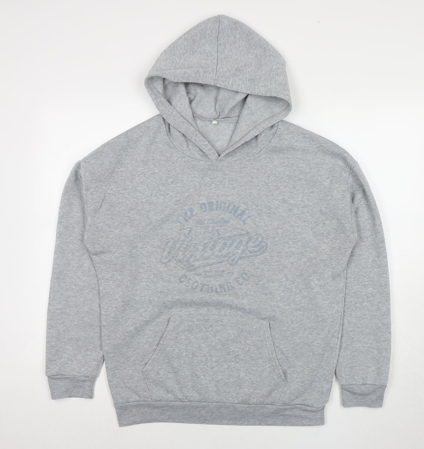 Vintage Womens Grey Polyester Pullover Hoodie Size L Pullover