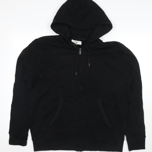 Marks and Spencer Mens Black Cotton Pullover Hoodie Size L