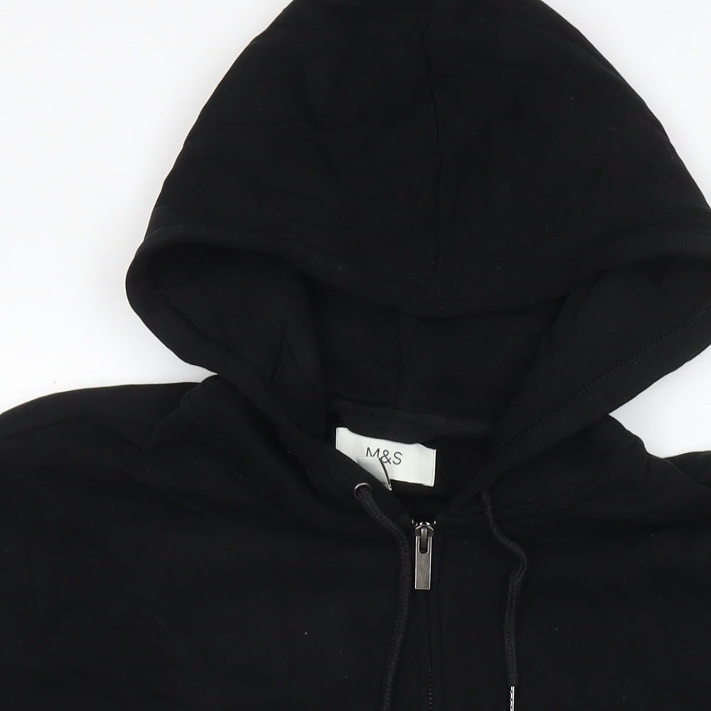 Marks and Spencer Mens Black Cotton Pullover Hoodie Size L