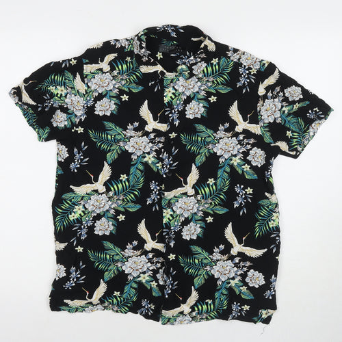 Broken Standard Womens Multicoloured Floral Viscose Basic Button-Up Size M Collared