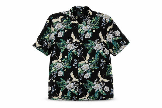 Front view of Broken Standard women’s multicoloured floral viscose basic button-up, size M, collared
