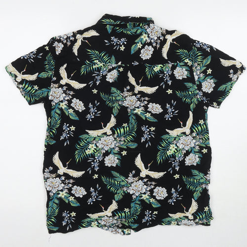 Broken Standard Womens Multicoloured Floral Viscose Basic Button-Up Size M Collared