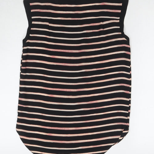 NEXT Womens Black Striped Polyester Basic Tank Size 6 Round Neck